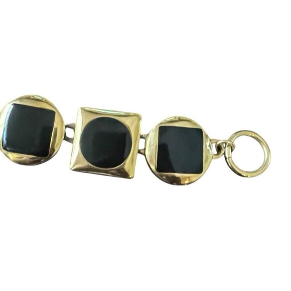 Anne Klein Modernist Geometric Black Enamel Matte Satin Finish Necklace - Picture 3 of 3